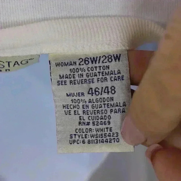 White Stag Woman Size 3XL White button down top lace detail sleeves 26 - 28W - Picture 10 of 10